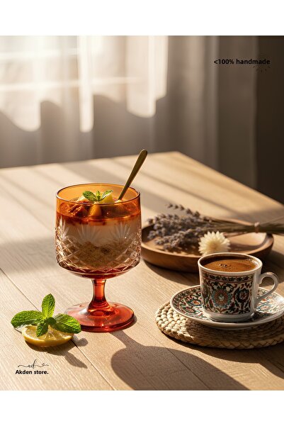 AKDEN STORE Magnolia Ice Cream Bowl, Dessert Bowl & Coffee Side Water Glass