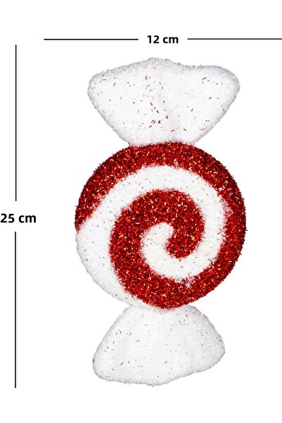 Herdekora Christmas Tree Ornament, Candy Figure, Red-White - 12X25 cm