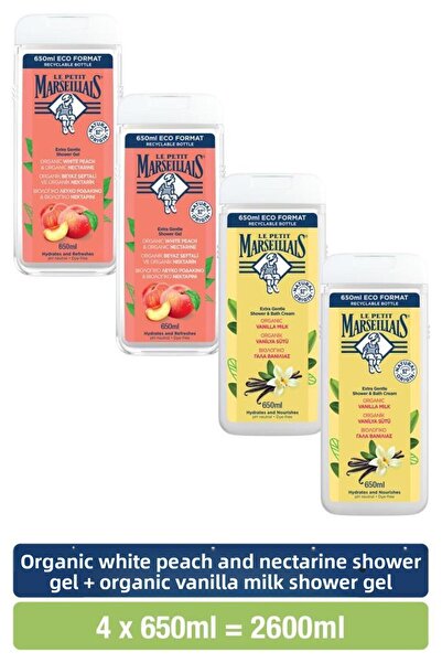 Le Petit Marseillais White Peach and Nectar + Vanilla Milk Shower Gel Advanta...