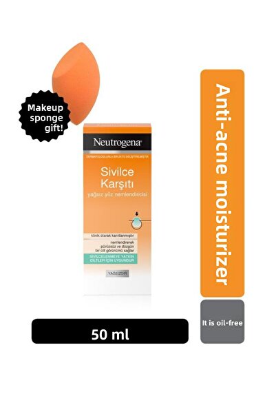 Neutrogena مرطب حب الشباب 50 مل - هدية إسفنجة مكياج