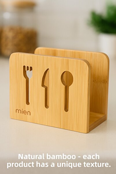 Mottogo Bamboo Napkin Holder |   Natural Bamboo Serving Napkin Holder 14cm X 12cm X 6.5cm