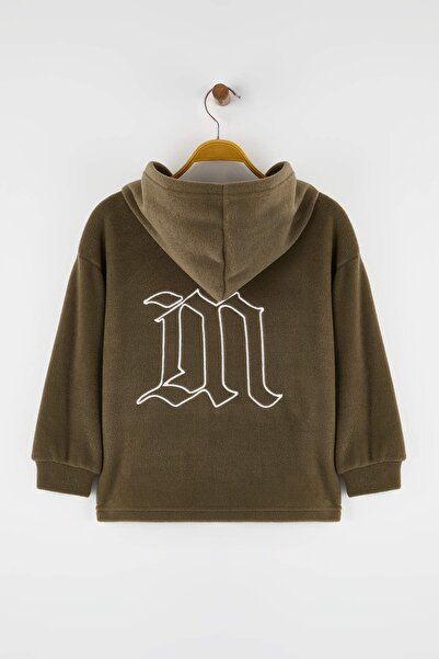 TRENDYOLKIDS Παιδικό πλεκτό φούτερ με κέντημα στην πλάτη χακί Unisex TKDAW26SW00029