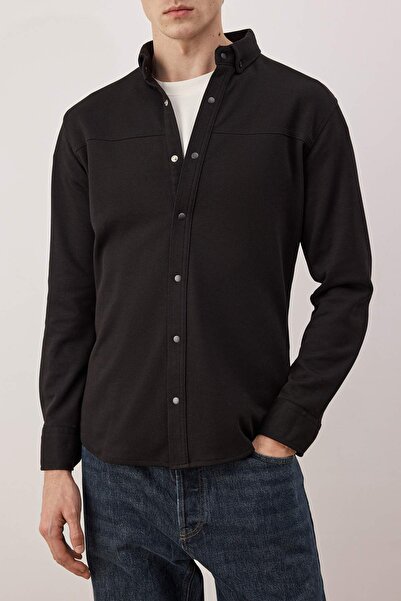 Trendyol Collection Black Regular Fit Textured Men's Shirt Tmnaw26Go00023