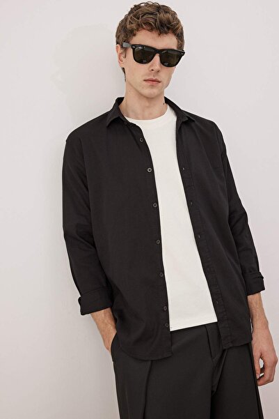 Trendyol Collection Black Regular Fit Textured Men's Shirt Tmnaw26Go00015