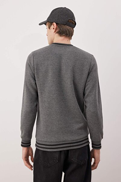 Trendyol Collection Anthracite Regular/Normal Cut Knitwear Banded Embroidered Sweatshirt Tmnaw26Sw00066