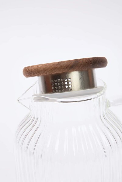 TRENDYOLMİLLA HOME Glass Jug with Wooden Lid 1600 ml Tphaw26Srk00005