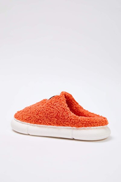 TRENDYOL SHOES Tile Plush Woven Label Detailed Women's House Slippers Takaw25Er00012