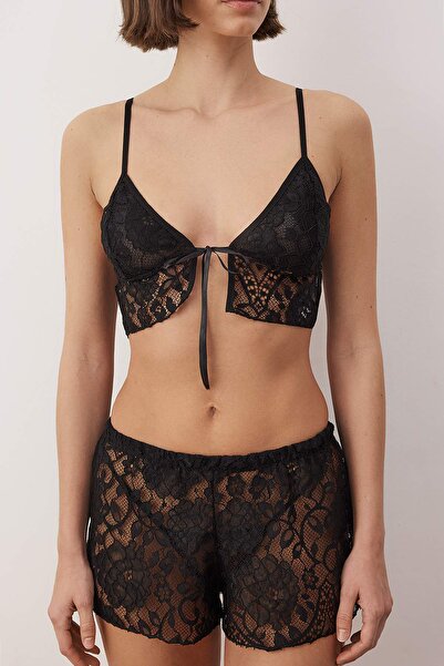 Trendyol Collection Black Lace Cupless Underwear Set with Shorts Thmaw26Cc00025