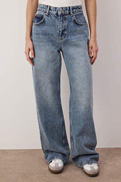 Trendyol Collection Blue*001 High Waist Wide Leg Jeans Twoss24Je00080