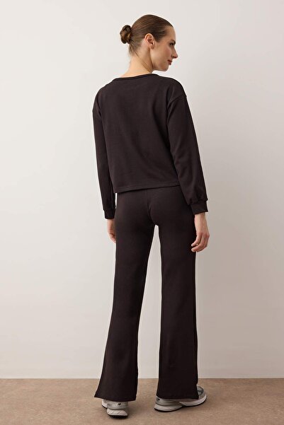 Trendyol Collection Black Crew Neck Regular Top Flare/Spanish Leg Knitted Bottom - Top Set Twoaw26Au00099