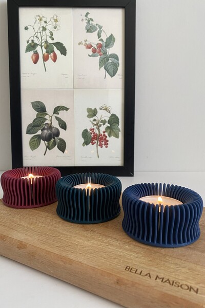 Good To Glow Modern Spiral Ay İzi Japandi 3'lü Mumluk Seti