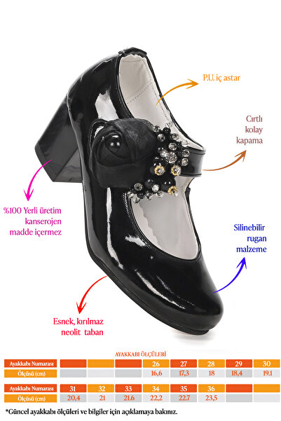 Kiko Kids Angelina Rugan Günlük Kız Çocuk 4 Cm Topuklu Abiye Ayakkabı