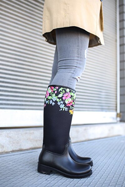 Sea&Blue Γυναικείες αδιάβροχες μπότες βροχής με φλοράλ εμπριμέ