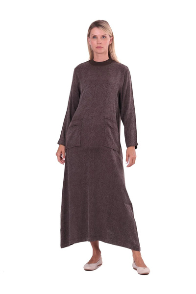 Invee Cupra Silk Dress 7136 Coffee