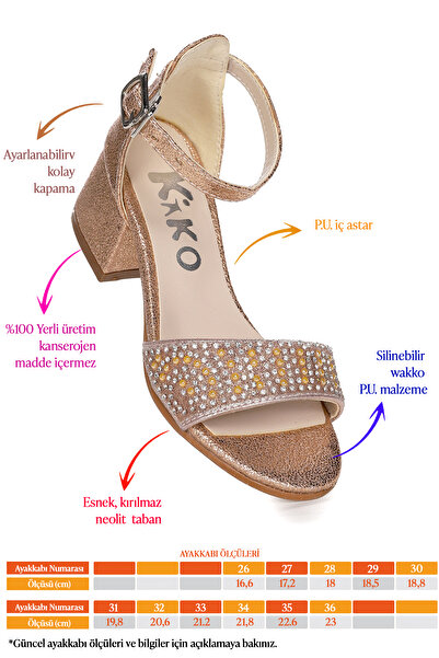 Kiko Kids Heidi Cracked Daily Girl's 3 cm Heeled Sandals Evening Dress Shoes