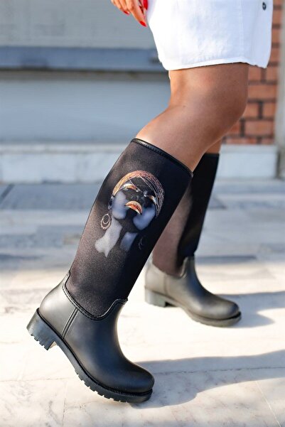 Sea&Blue Soul Baskılı Su Geçirmeyen Kadın Yağmur Çizmesi