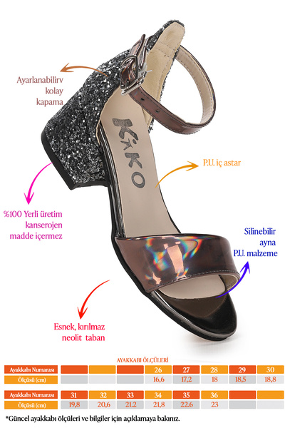 Kiko Kids Sheila Mirror Pine Daily Fetiță Sandale Cu Toc 3 Cm Pantofi Rochie De Seară