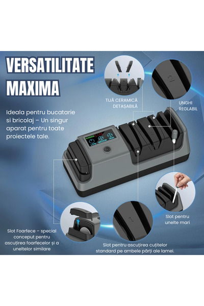 KonLinx Ascuțitoare electrică profesională pentru cutite si foarfece ,cu 5 funcții