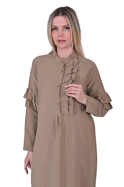 Invee INVEE 6925 Camal Dress - Ruffle Detail