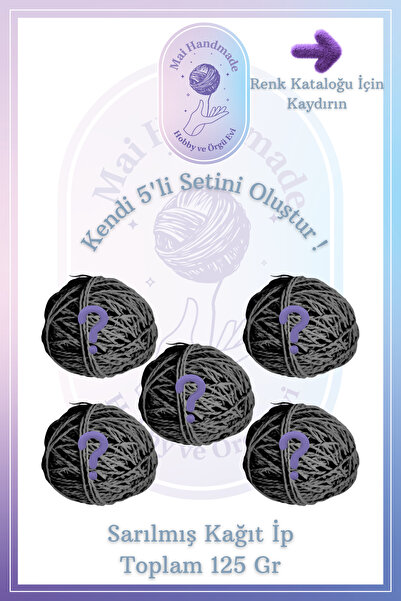 Mai Handmade Sarılmış Kağıt İp Kendi 5'li Setini Oluştur ! Örgü İp