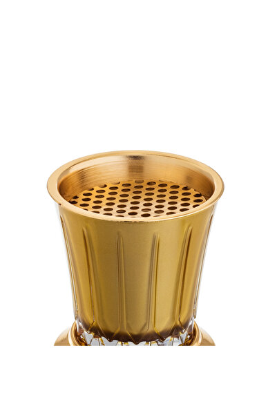 Byblos Luxury crystal incense burner with a gold base – 11 cm high x 9 cm wide – Elegant modern design