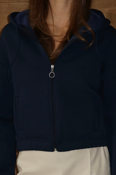 Mogi Butik Ženski kratki kardigan sa tri niti I Postavljeno flisom a Sa kapul...