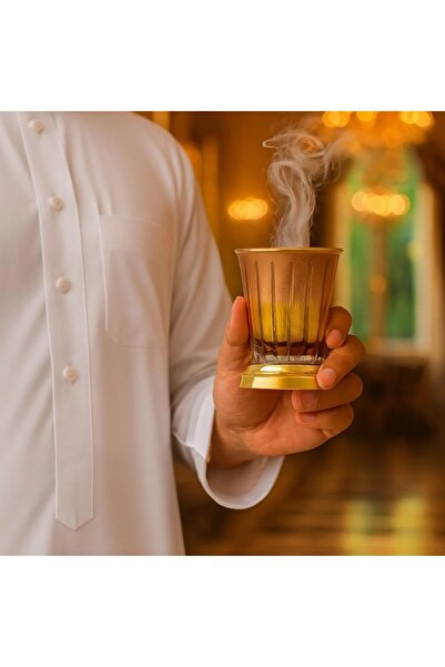 Byblos Luxury crystal incense burner with a gold base – 11 cm high x 9 cm wide – Elegant modern design