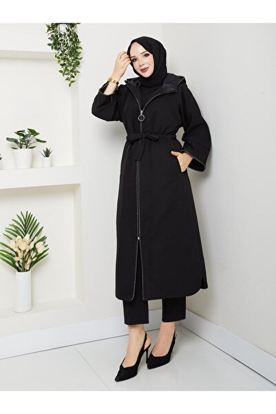 RACE FASHİON Zippered Hooded Belt Lined Hijab Cap Rc1203048