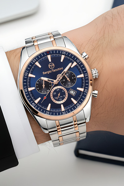 Sergio Tacchini Premium Luxury Steel Cord Men's Wristwatch Silver-rose Stsd007