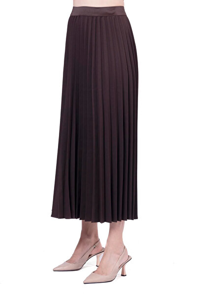 Invee İnvee 6998 Model Pleated Brown Skirt