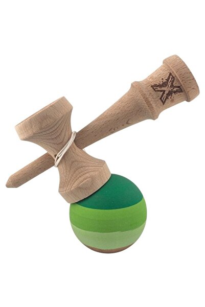 Bibilel Kids Kendama X Original Professional Wooden Rubber Grip 18 cm Green (3-color ball)