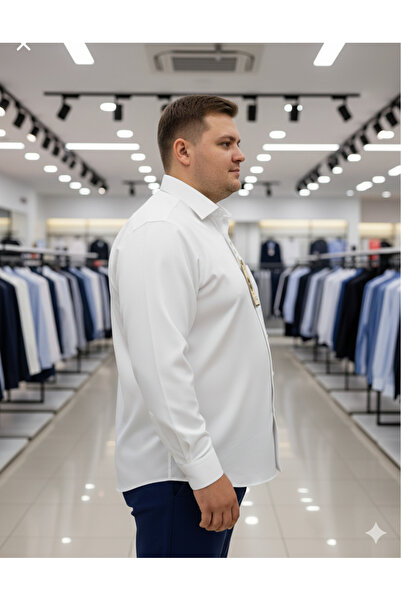 Grand Star Güncüoğlu King Size Long Sleeve White Men's Shirt