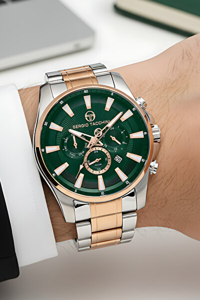 Sergio Tacchini Premium Luxury Steel Cord Men's Wristwatch Rose-green Stsd008
