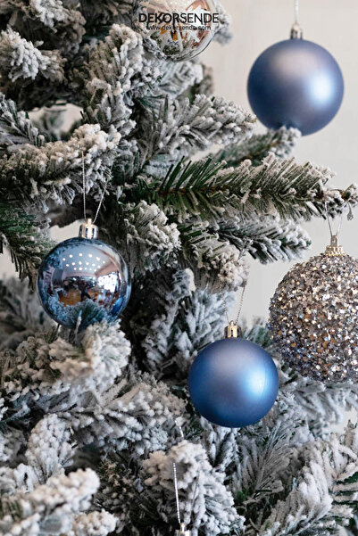 Dekorsende Yılbaşı Süsü 6'lı Top Buz Mavisi 4 Cm