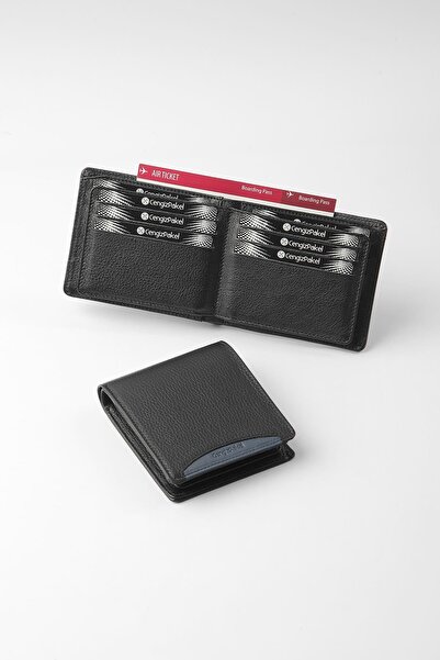CENGİZ PAKEL Genuine Leather Men's Wallet 27448-Black-Parliament