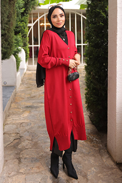 İmajButik Red Cold Thread Knitwear Cardigan