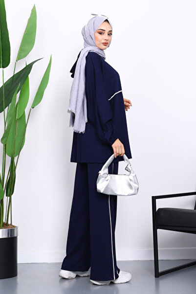 İmajButik Синій комплект з модальних штанів на блискавці