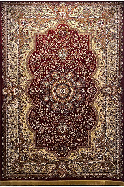 ASARYÜN Halı Ipek H3528 Bordo İpeksi İran Halısı Geleneksel Renkli Göbekli Kl...