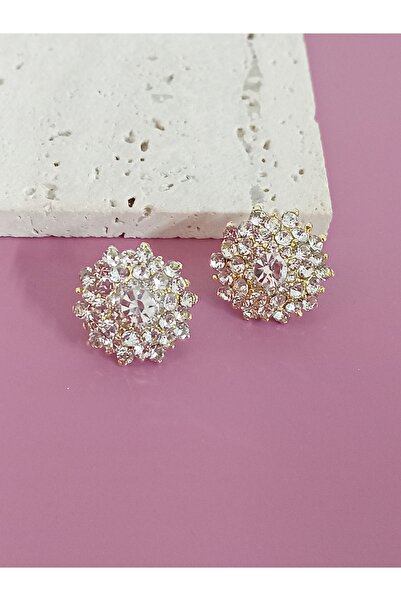 mos&more Gold Crystal Stone Stylish Evening Dress Earrings
