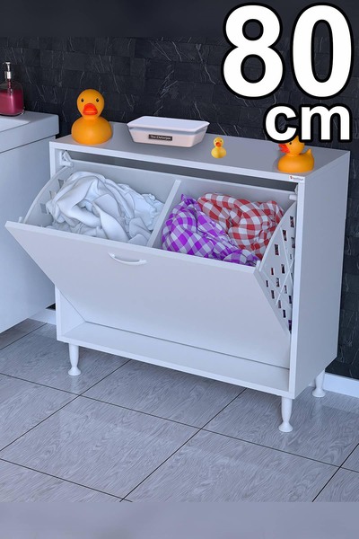 Modilayn Söke Kirli Sepetli, Ayaklı, Çok Amaçlı Banyo Dolabı (14 farklı Genişlik Seçeneği)