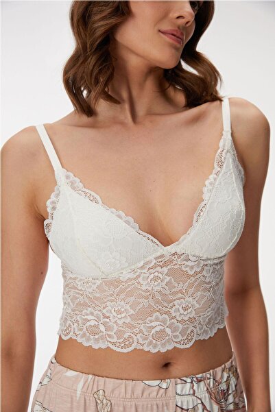 Anıl Women's Lace Bralette Pajama Set with Morning Dress and Rope Strap