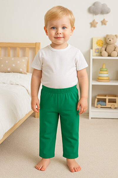 Melekpare Kız Erkek Bebek Pijama Altı Patiksiz Pantolon Basic Eşofman Altı %1...