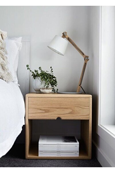 ŞafakMobilya Ahşap Tek Çekmeceli Geniş Raflı Komodin