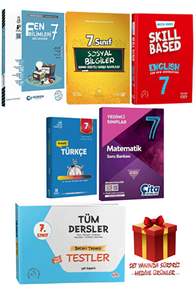 Gezegen Yayıncılık 7. Sınıf Seti: Türkçe+Matematik+Fen Bilimleri+Sosyal Bilimler+İngilizce Soru Bankası+Testler