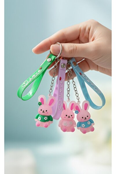 in steilla سلسلة مفاتيح وزينة حقيبة من السيليكون ثلاثي الأبعاد على شكل أرنب..