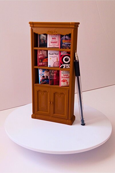 Piyo Design Retro Antika Kahverengi Mini Kitaplık Minyatür Ev Dekoru Hediye Fikri