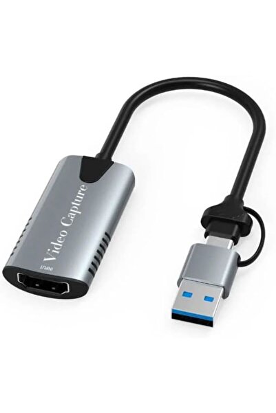 pluscore 2in1 USB/Type-C to HDMI Video Capture 30Hz Video Kayıt Ekran Aktarma Video Çevirici