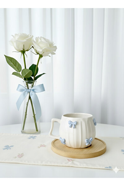 Niveis Kişiye Özel El Yapımı Tasarım Mavi Kurdele Detaylı Hediyelik Porselen ...