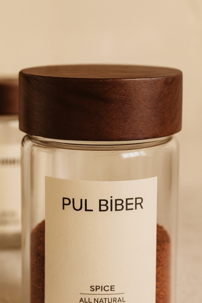 Bohemia Strokko 6’lı 240 ml Akasya Kapaklı Cam Baharatlık Seti + 16 Adet Etiket Hediyeli