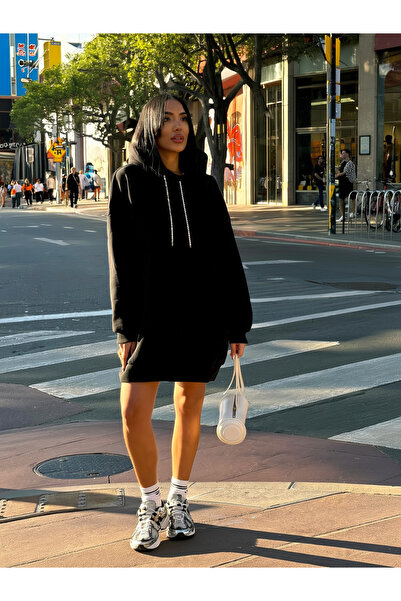 WELOVESTORE Mücevher Detay' Pamuk Penye 3 İplik Şardonlu Elbise